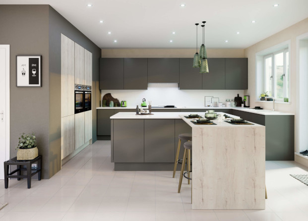 Contemporary kitchen design bright colours